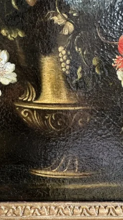 Pamono Francesco Caldei / Francecso Mantovano, Vase of Flowers, 1600s, Oil on Canvas, Framed><noscript><img width=