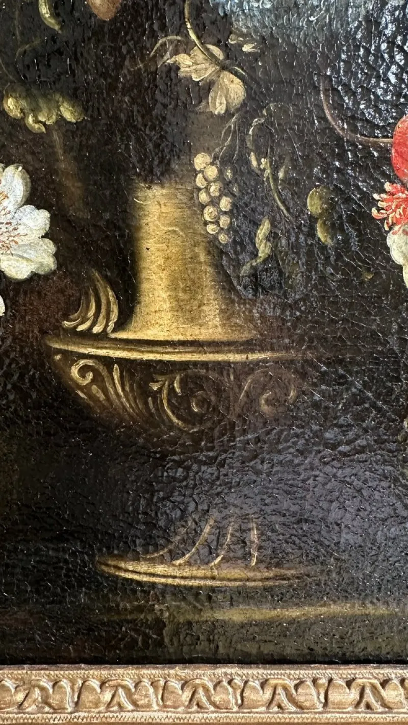 Pamono Francesco Caldei / Francecso Mantovano, Vase of Flowers, 1600s, Oil on Canvas, Framed> Old Masters