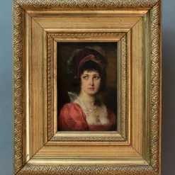 Pamono Francesco Vinea, Portrait of a Young Gentlewoman, 1888, Oil on Panel, Framed><noscript><img width=