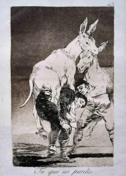 Pamono Francisco Goya, Tu que no puedes, Original Etching, 1799> Old Masters