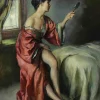 Outlet Pamono Francisco Ribera Gomez, Girl at the Morning Dressing Table, Oil on Hardboard, 1962