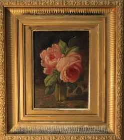 Sale Pamono Franz Geerts, Roses in a Vase, 1902, Oil on Wood, Framed