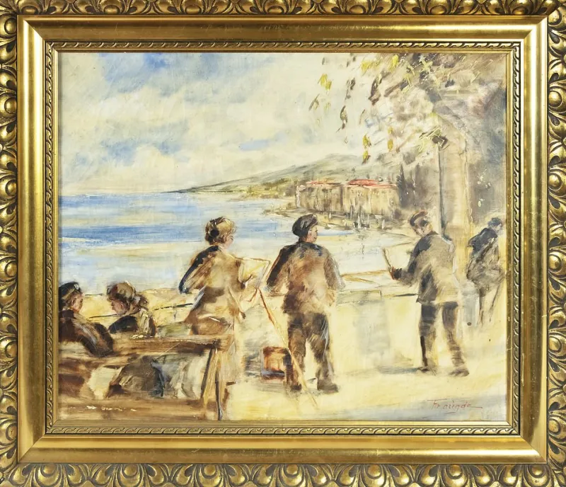Pamono Fraugde, Figurative Scene, 1960s, Oil on Canvas, Framed