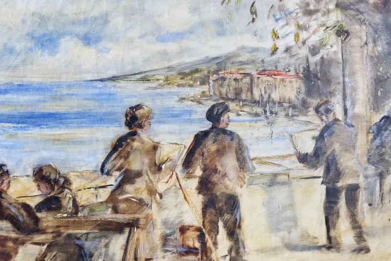 Pamono Fraugde, Figurative Scene, 1960s, Oil on Canvas, Framed