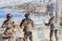 Pamono Fraugde, Figurative Scene, 1960s, Oil on Canvas, Framed