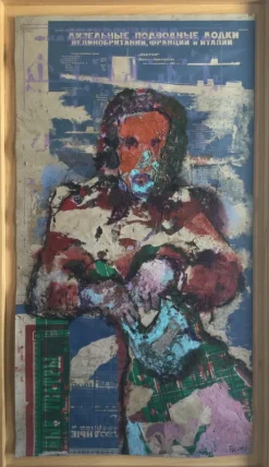 Outlet Pamono Fred Kleinberg, Seated Figure, 2001, Signed Mixed Media