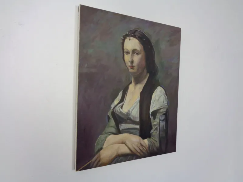 Pamono Fred Neumann After Jean Baptiste Camille Corot, The Woman with the Pearl, 1980s, Oil on Canvas> Classical