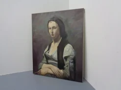 Pamono Fred Neumann After Jean Baptiste Camille Corot, The Woman with the Pearl, 1980s, Oil on Canvas><noscript><img width=