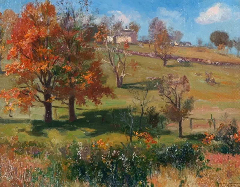 Outlet Pamono Frederick Vezin, Autumn Landscape in Sunlight, 1905, Oil