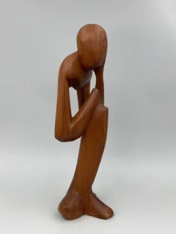 Online Pamono Free Form Male Thinker Sculpture, 1970s, Wood