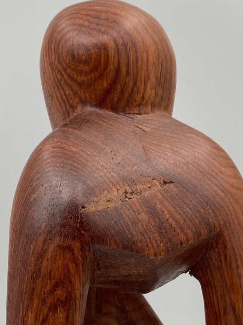 Online Pamono Free Form Male Thinker Sculpture, 1970s, Wood