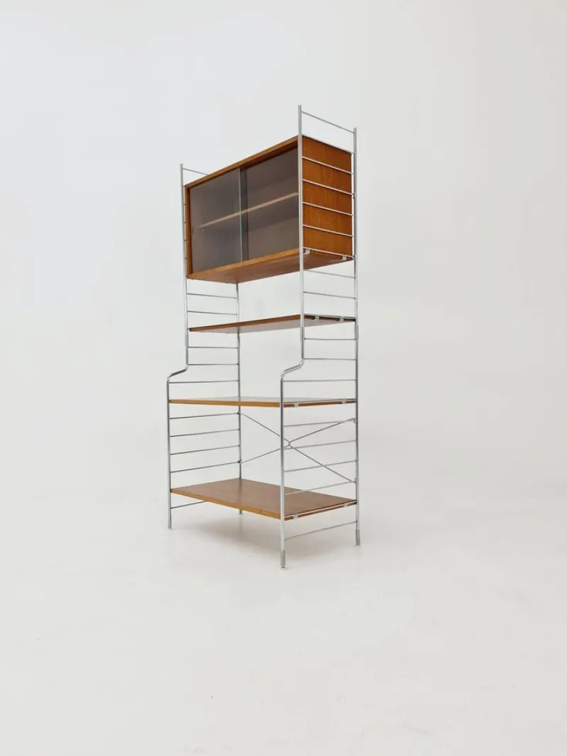 New Pamono Free Standing String Shelf-System with Cabinet in Teak from WHB Germany, 1950s