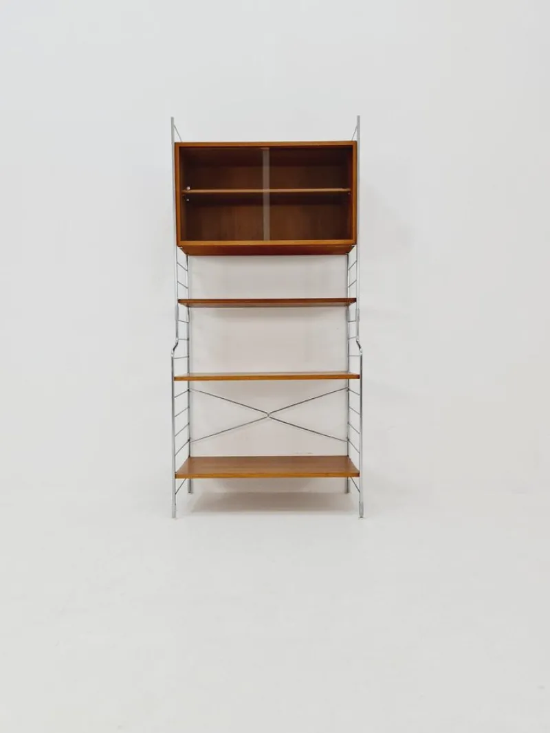 New Pamono Free Standing String Shelf-System with Cabinet in Teak from WHB Germany, 1950s