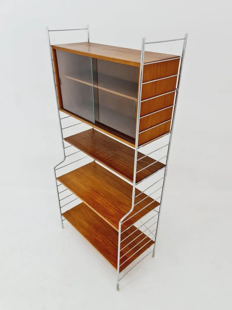 New Pamono Free Standing String Shelf-System with Cabinet in Teak from WHB Germany, 1950s