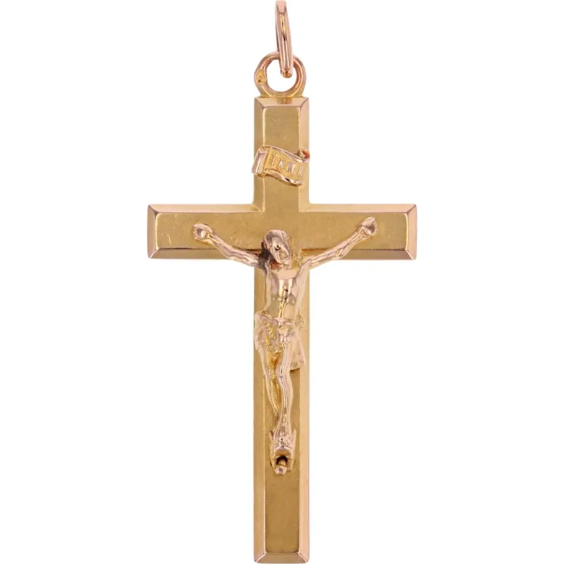 Online Pamono French 18 Karat Rose Gold Christ Cross Pendant