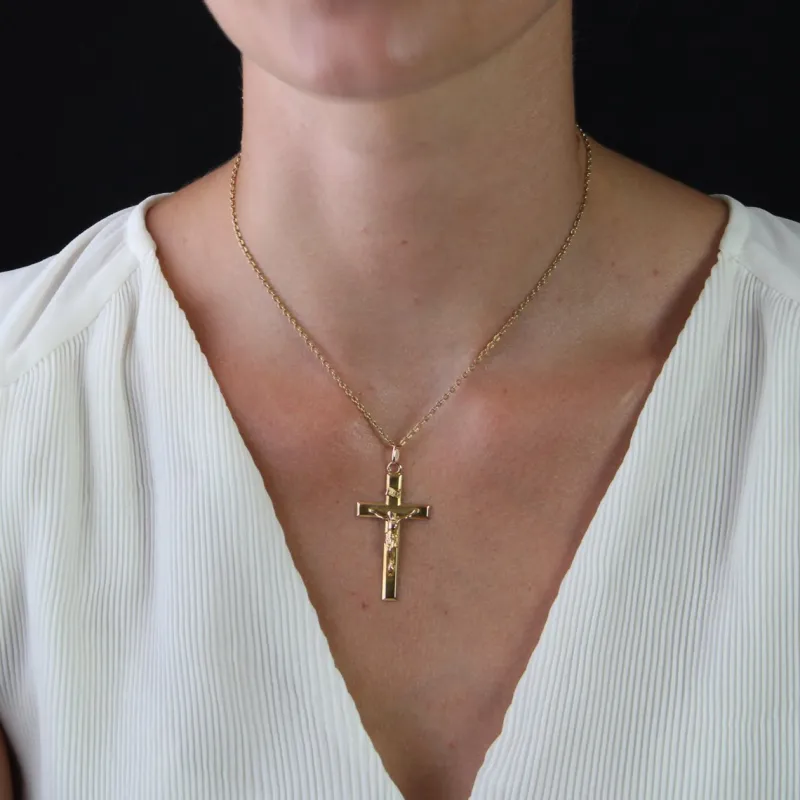 Online Pamono French 18 Karat Rose Gold Christ Cross Pendant