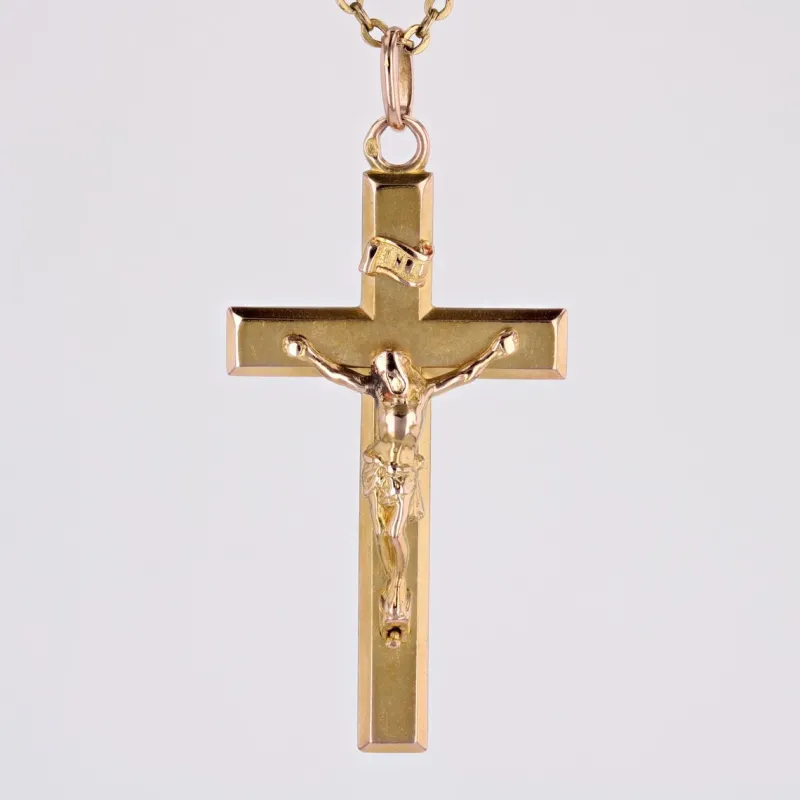 Online Pamono French 18 Karat Rose Gold Christ Cross Pendant