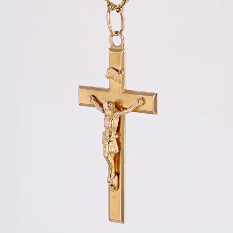 Online Pamono French 18 Karat Rose Gold Christ Cross Pendant