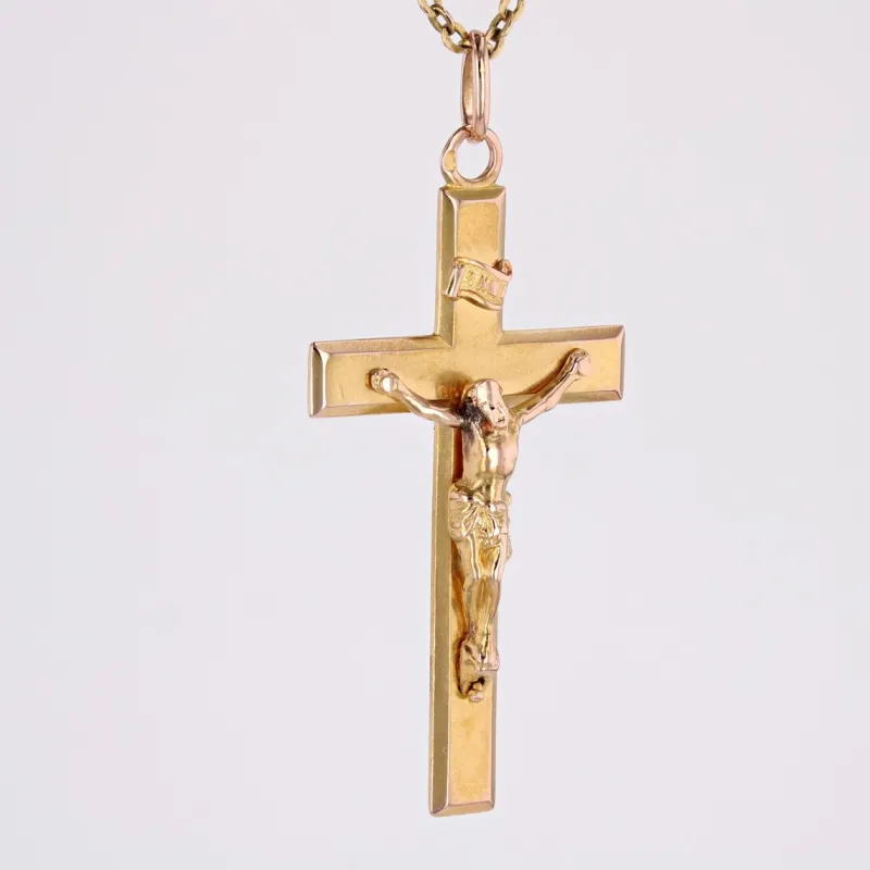 Online Pamono French 18 Karat Rose Gold Christ Cross Pendant