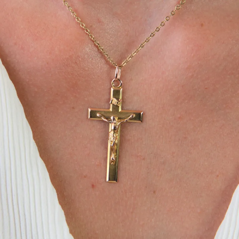 Online Pamono French 18 Karat Rose Gold Christ Cross Pendant