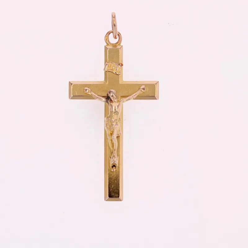Online Pamono French 18 Karat Rose Gold Christ Cross Pendant