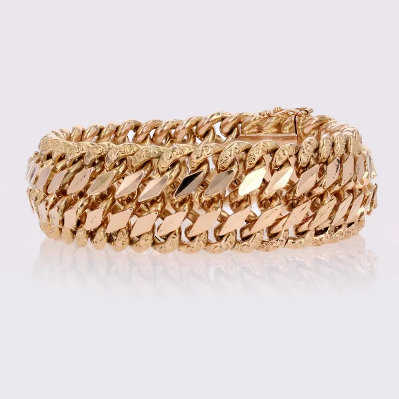 Pamono French 18 Karat Rose Gold Curb Bracelet, 1960s> Bracelets