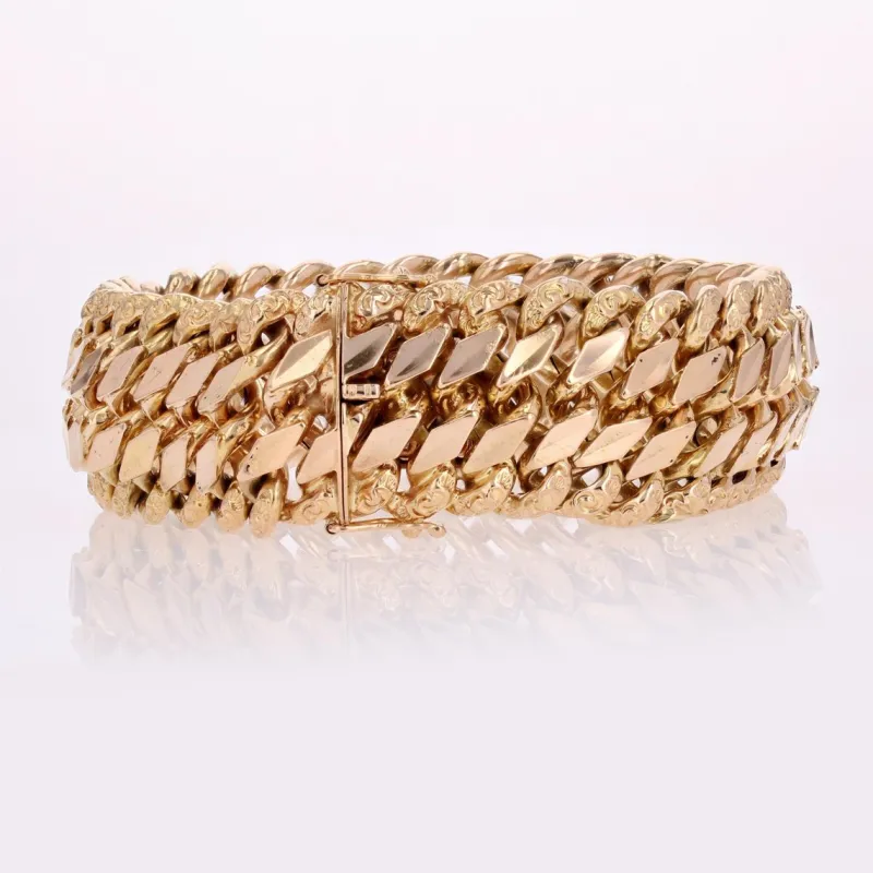 Pamono French 18 Karat Rose Gold Curb Bracelet, 1960s> Bracelets