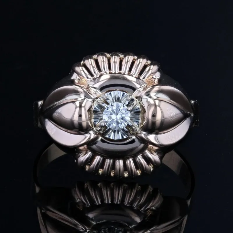 Pamono French 18 Karat Rose Gold Ring with Diamond, 1960s> Rings