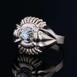 Pamono French 18 Karat Rose Gold Ring with Diamond, 1960s><noscript><img width=