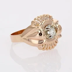 Pamono French 18 Karat Rose Gold Ring with Diamond, 1960s><noscript><img width=