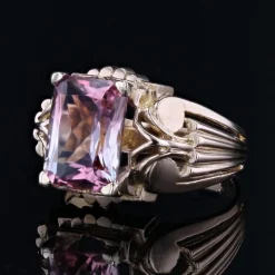 Pamono French 18 Karat Rose Gold Ring with Polychrome Tourmaline, 1950s><noscript><img width=
