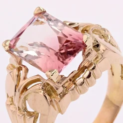 Pamono French 18 Karat Rose Gold Ring with Polychrome Tourmaline, 1950s><noscript><img width=