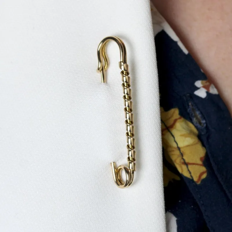 Pamono French 18 Karat Rose Gold Safety Pin Brooch, 1960s> Brooches