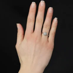 Best Pamono French 18 Karat Round White Gold Platinum Ring with Diamonds, 1930s
