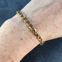 Pamono French 18 Karat Yellow Gold Twisted Curb Link Bracelet, 1950s><noscript><img width=