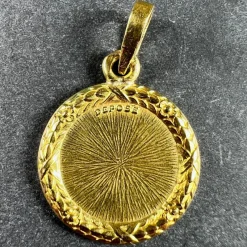 Pamono French 18 Karat Yellow Gold Plus Quhier More Than Yesterday Love Medal Pendant by Augis, 1950s><noscript><img width=