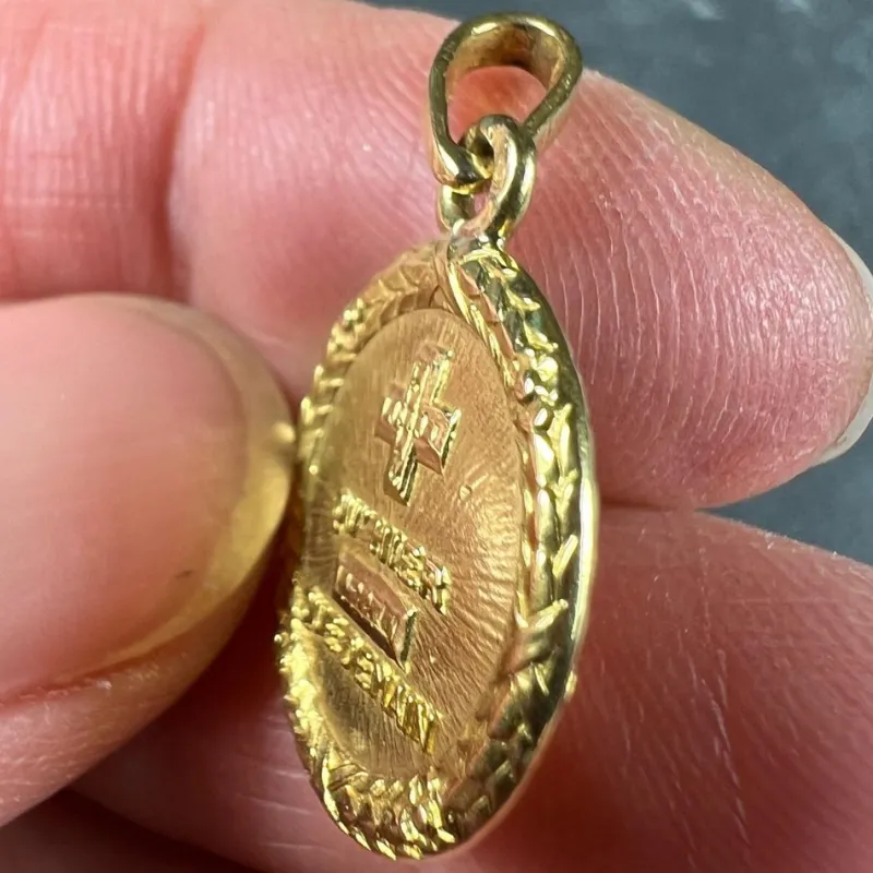 Pamono French 18 Karat Yellow Gold Plus Quhier More Than Yesterday Love Medal Pendant by Augis, 1950s> Rings