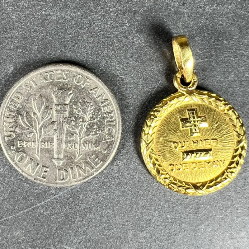 Pamono French 18 Karat Yellow Gold Plus Quhier More Than Yesterday Love Medal Pendant by Augis, 1950s> Rings