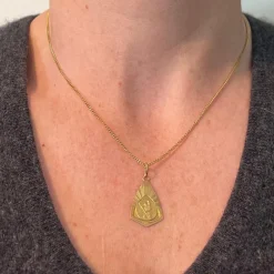 Pamono French 18 Karat Yellow Gold Saint Christopher Charm Pendant Medal, 1930s><noscript><img width=