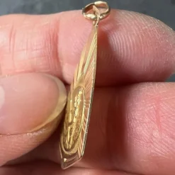Pamono French 18 Karat Yellow Gold Saint Christopher Charm Pendant Medal, 1930s><noscript><img width=