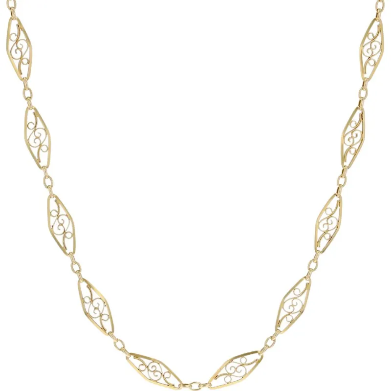 Hot Pamono French 18 Karat Yellow Gold Filigree Chain Necklace, 1960s