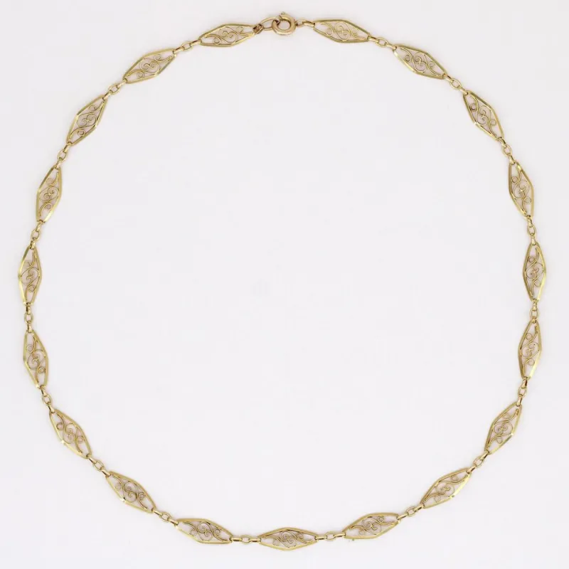 Hot Pamono French 18 Karat Yellow Gold Filigree Chain Necklace, 1960s