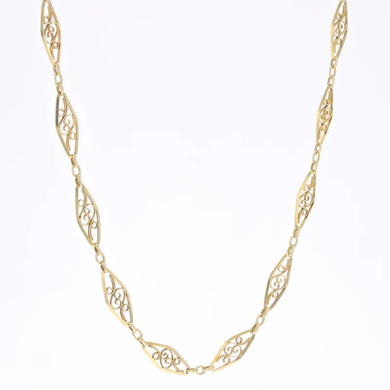 Hot Pamono French 18 Karat Yellow Gold Filigree Chain Necklace, 1960s