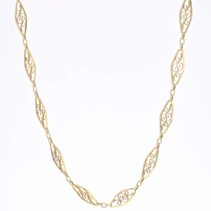 Hot Pamono French 18 Karat Yellow Gold Filigree Chain Necklace, 1960s