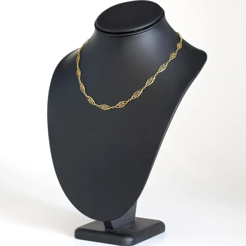 Hot Pamono French 18 Karat Yellow Gold Filigree Chain Necklace, 1960s