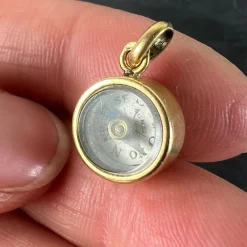 New Pamono French 18 Karat Yellow Gold Compass Charm Pendant, 1920s