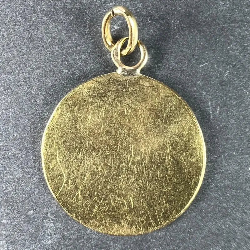 New Pamono French 18 Karat Yellow Gold Bonheur Good Luck Lucky Charm Medal Pendant, 1890s