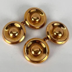 Pamono French 18 Karat Yellow Gold Disc Cufflinks, 1940s, Set of 2><noscript><img width=