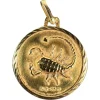 Pamono French 18 Karat Yellow Gold Scorpio Zodiac Charm Medal Pendant, 1950s> Necklaces