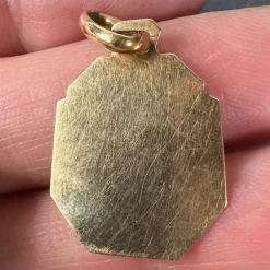 Pamono French 18 Karat Yellow Gold Saint Christopher Charm Pendant Medal by Grun, 1930s><noscript><img width=